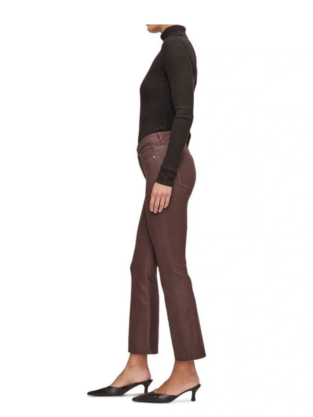 DL1961 Bridget Boot High Rise Instasculpt Coated Crop Jeans in Toffee Coated 25